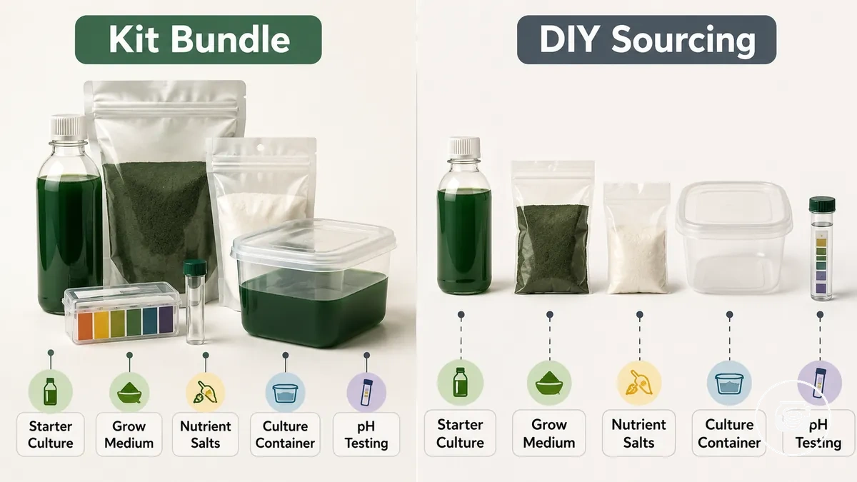 Suministros de kit de espirulina y elementos de montaje casero obtenidos por separado