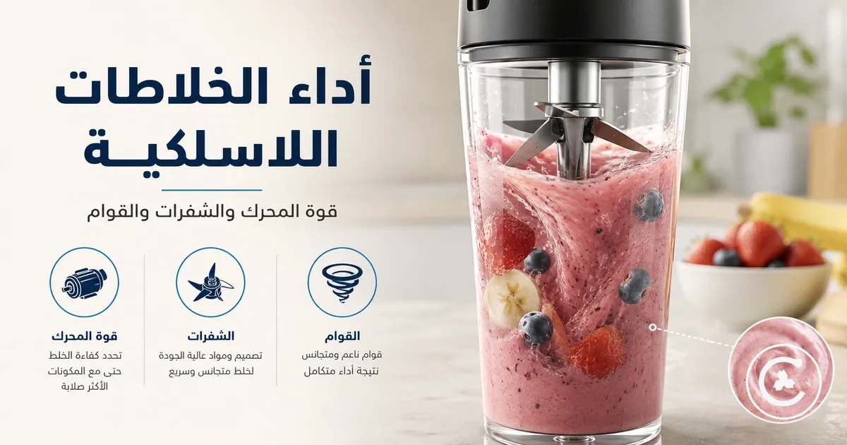 مجموعة شفرات خلاط لاسلكي تمزج الفواكه والسوائل للحصول على قوام ناعم