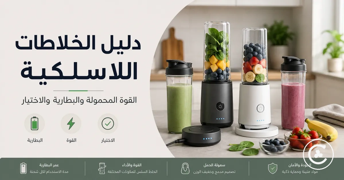 خلاطات لاسلكية مع أكواب محمولة وقواعد شحن ومكونات تحضير العصائر