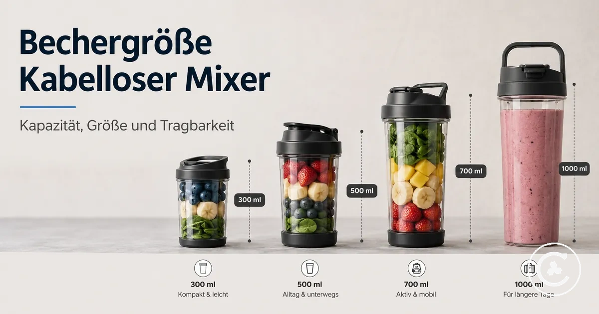 Kabellose Mixerbecher in verschiedenen Größen mit Deckeln und tragbaren Designs