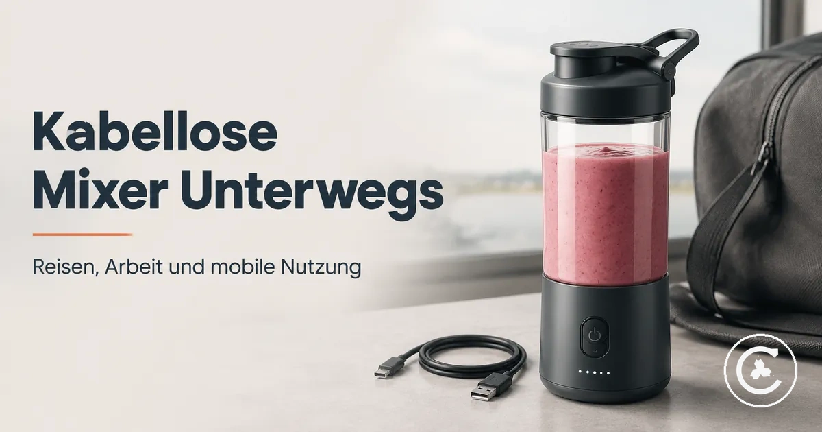 Kabelloser Mixer mit Trinkdeckel, Ladekabel und tragbarem Design für unterwegs