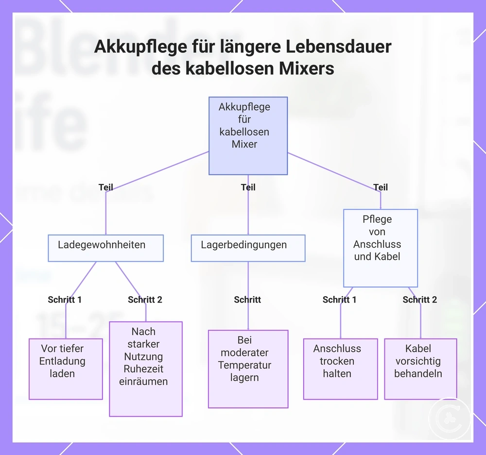 Akkupflege für längere Lebensdauer des kabellosen Mixers