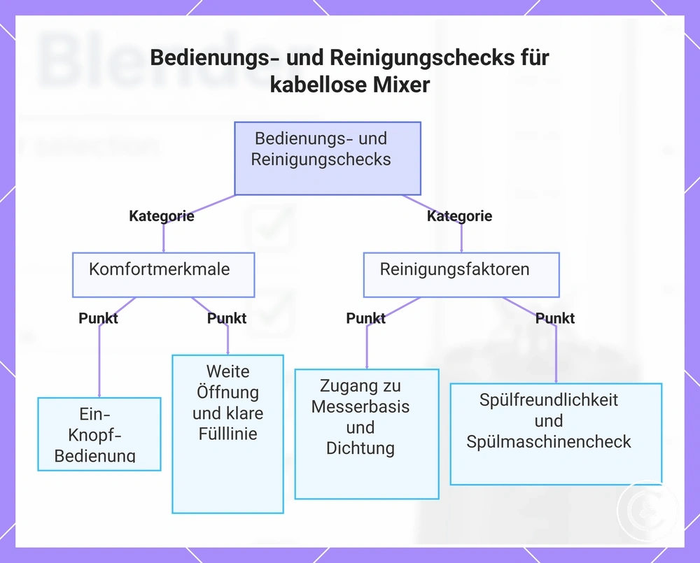 Bedienungs- und Reinigungschecks für kabellose Mixer