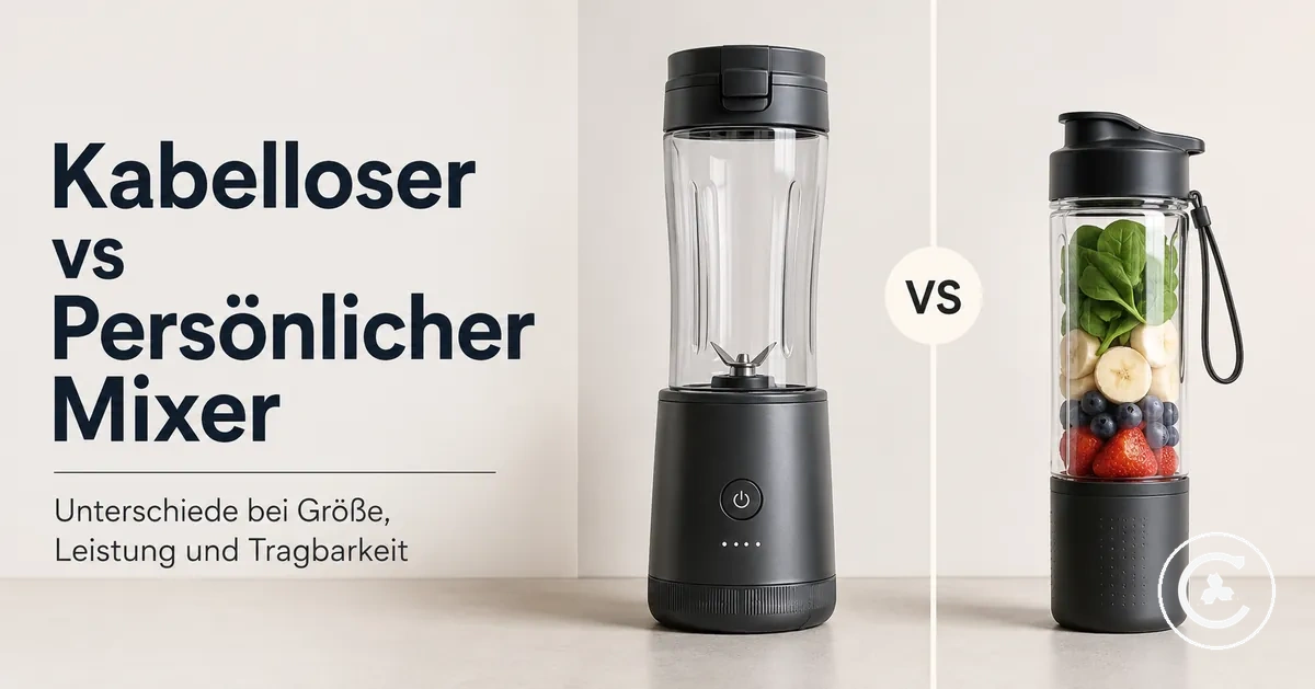 Kabelloser Mixer und persönlicher Mixer im Vergleich nach Größe, Leistung und Tragbarkeit