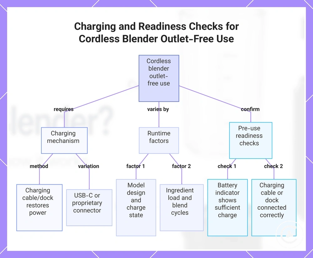 Charging and Readiness Checks for Cordless Blender Outlet-Free Use