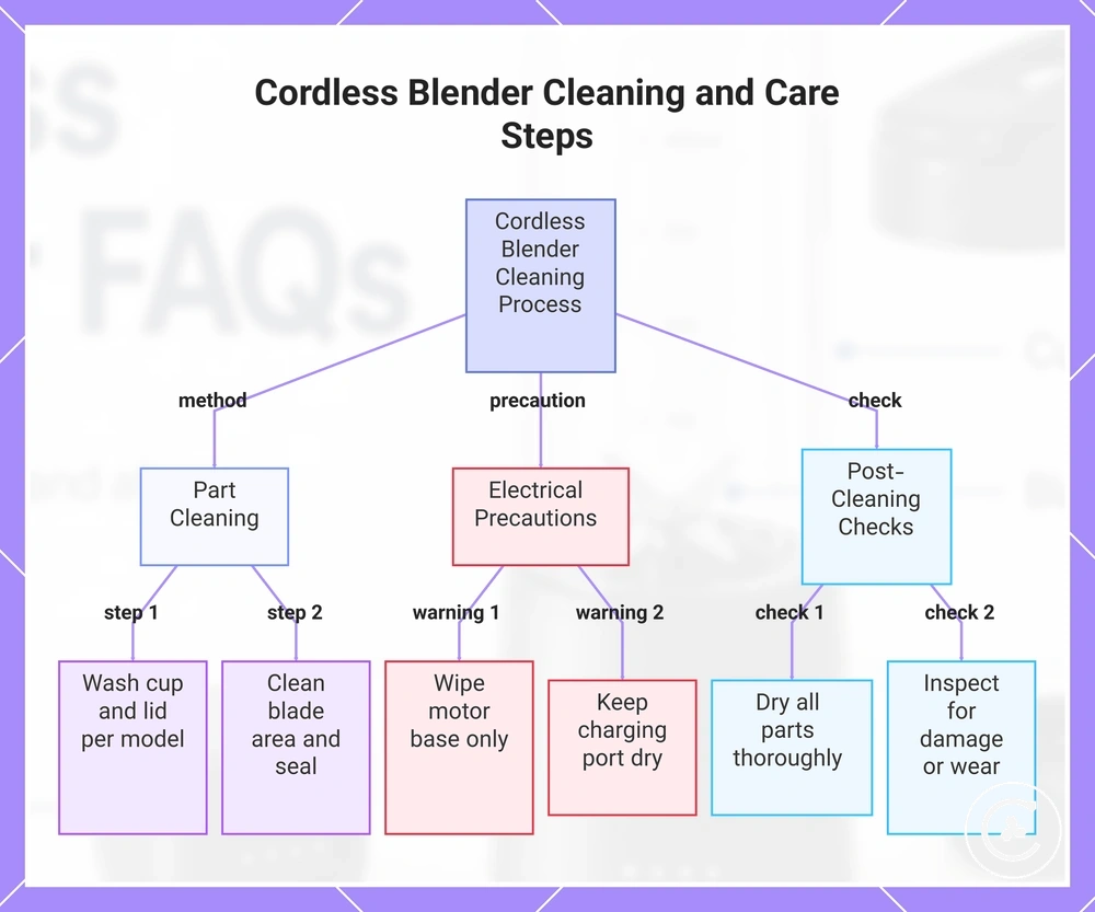 Cordless Blender Cleaning and Care Steps