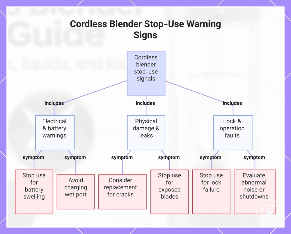 Cordless Blender Stop-Use Warning Signs