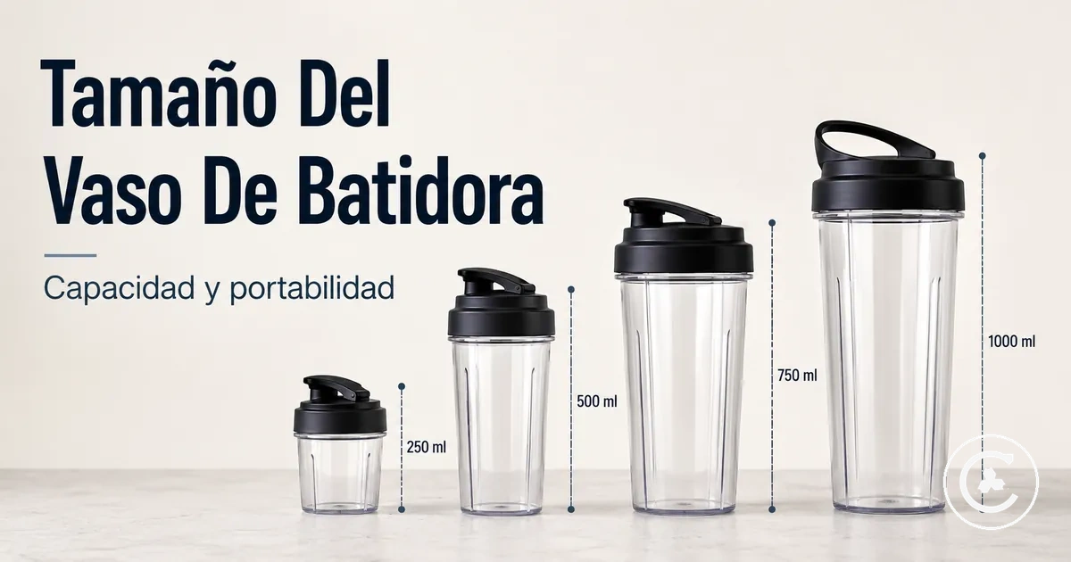 Vasos de distintos tamaños para batidoras inalámbricas con tapas y formatos portátiles