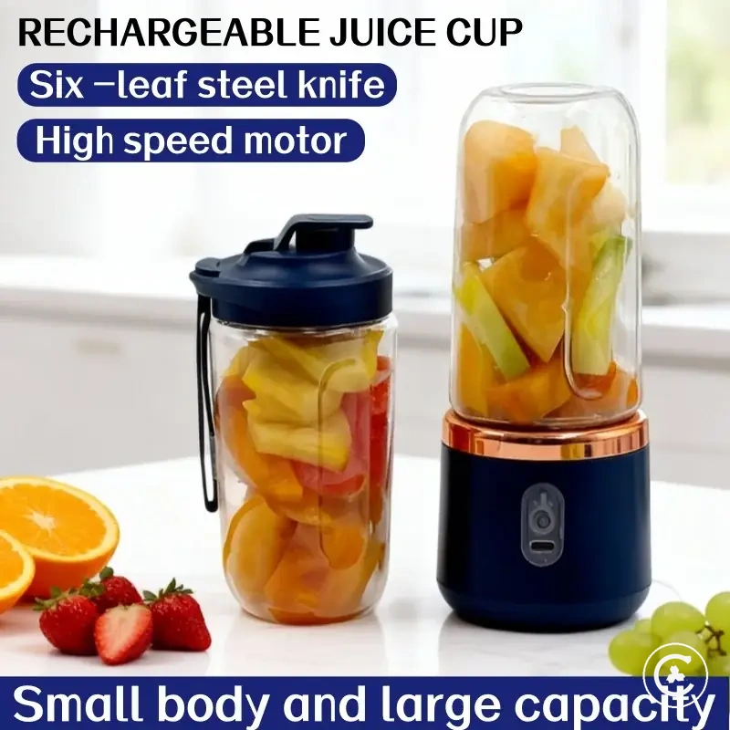 Exprimidor eléctrico portátil con vaso de 400ML y formato de batidora recargable