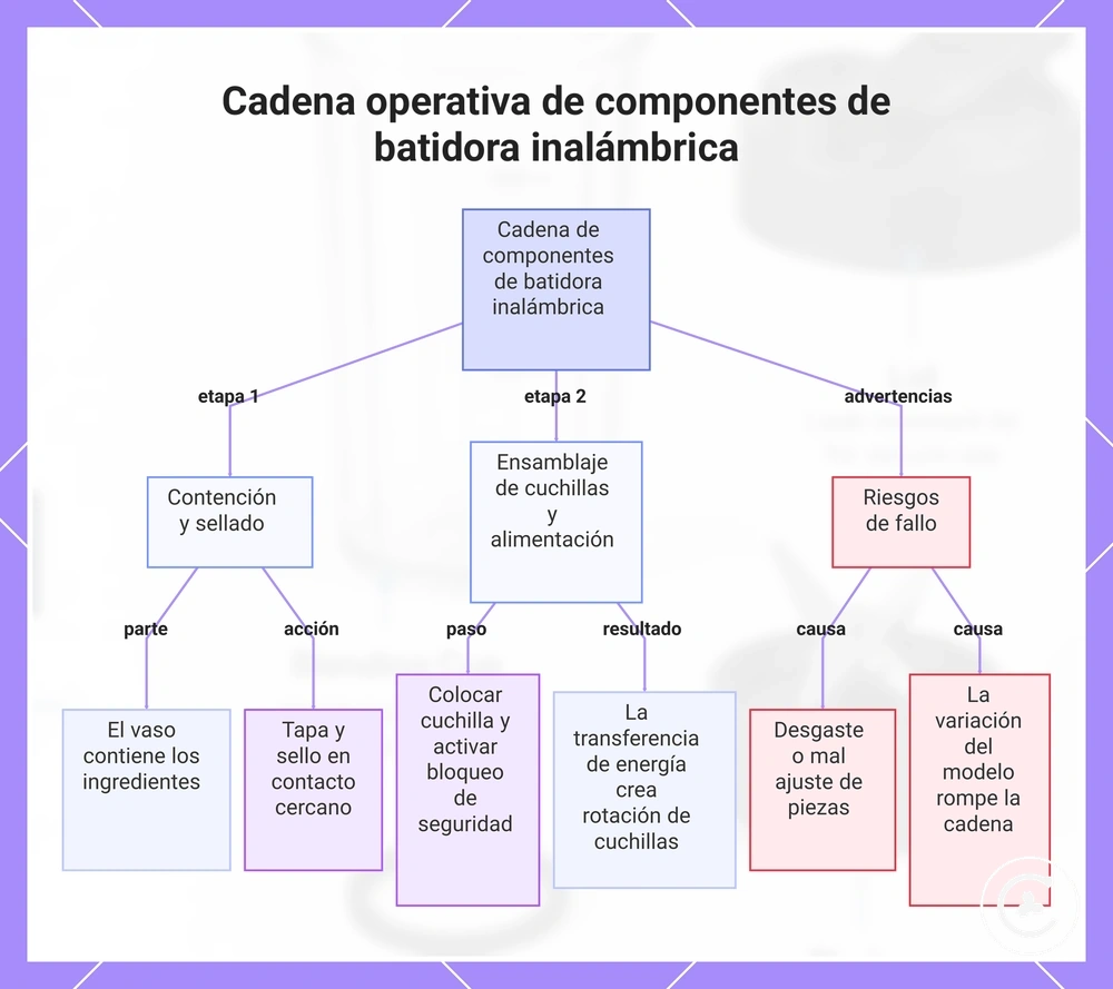 Cadena operativa de componentes de batidora inalámbrica