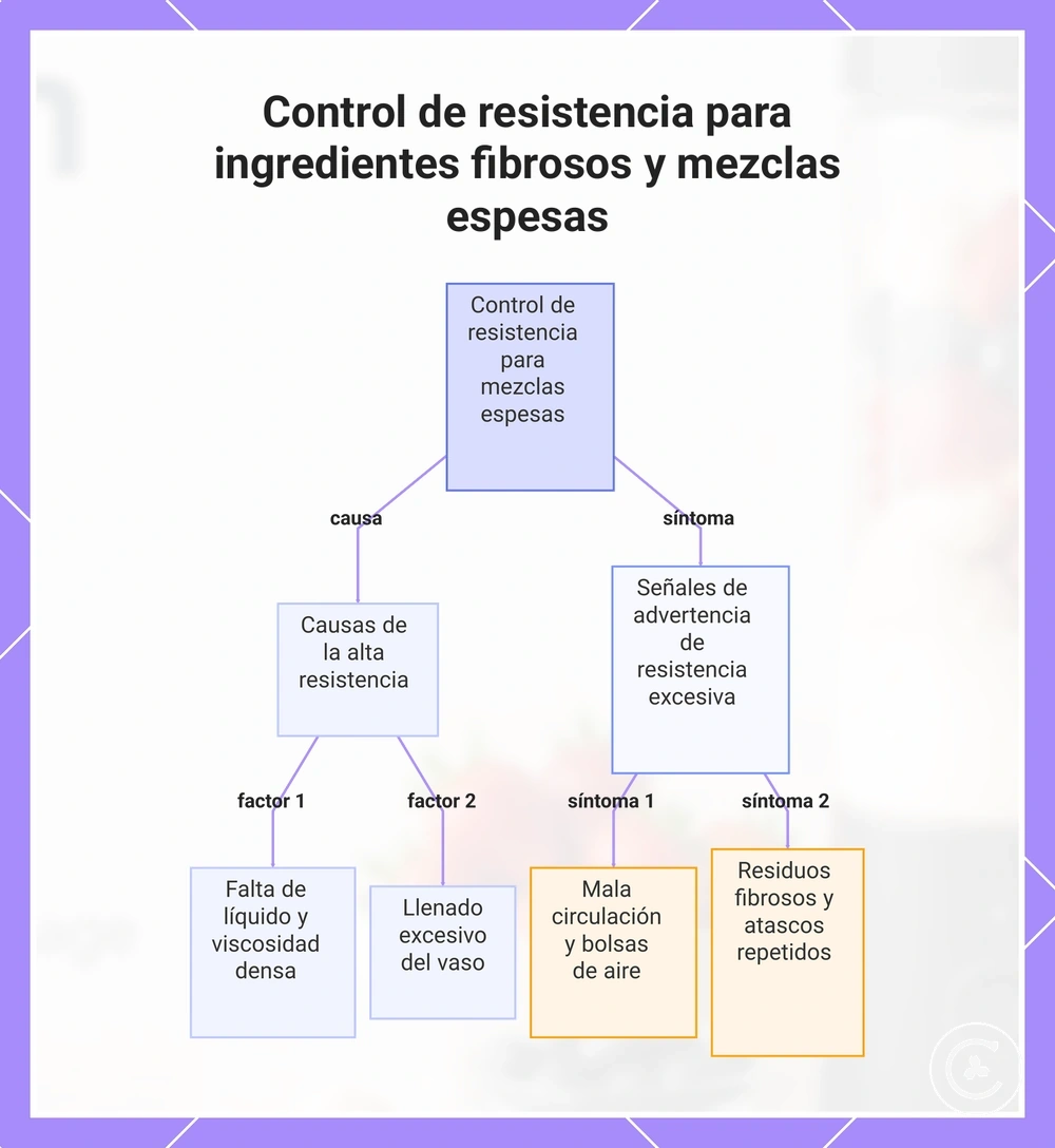 Control de resistencia para ingredientes fibrosos y mezclas espesas