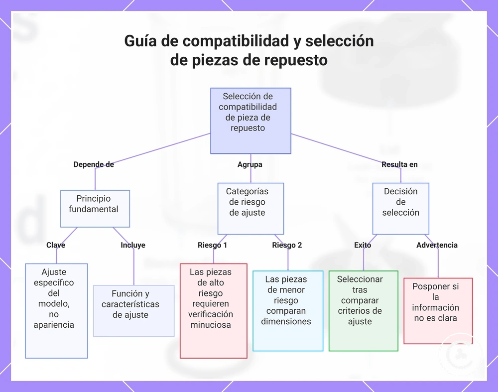 Guía de compatibilidad y selección de piezas de repuesto