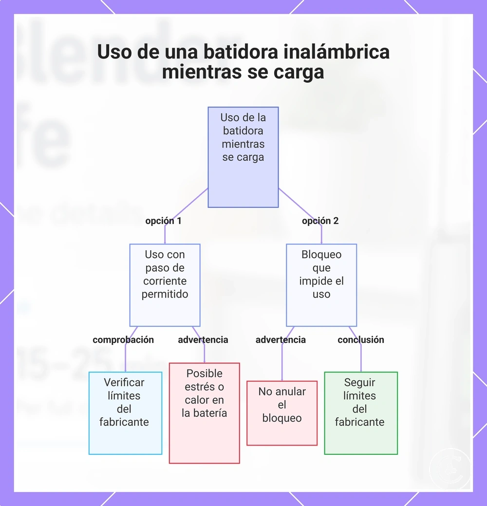 Uso de una batidora inalámbrica mientras se carga