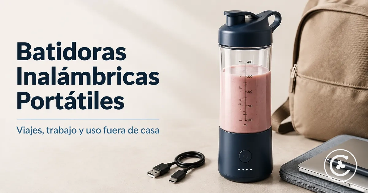 Batidora inalámbrica preparada para desplazamientos con tapa para beber, cable de carga y diseño portátil