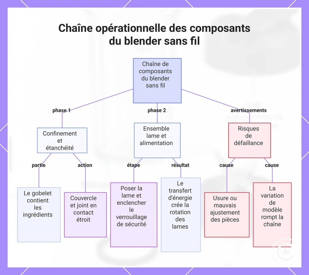 Chaîne opérationnelle des composants du blender sans fil