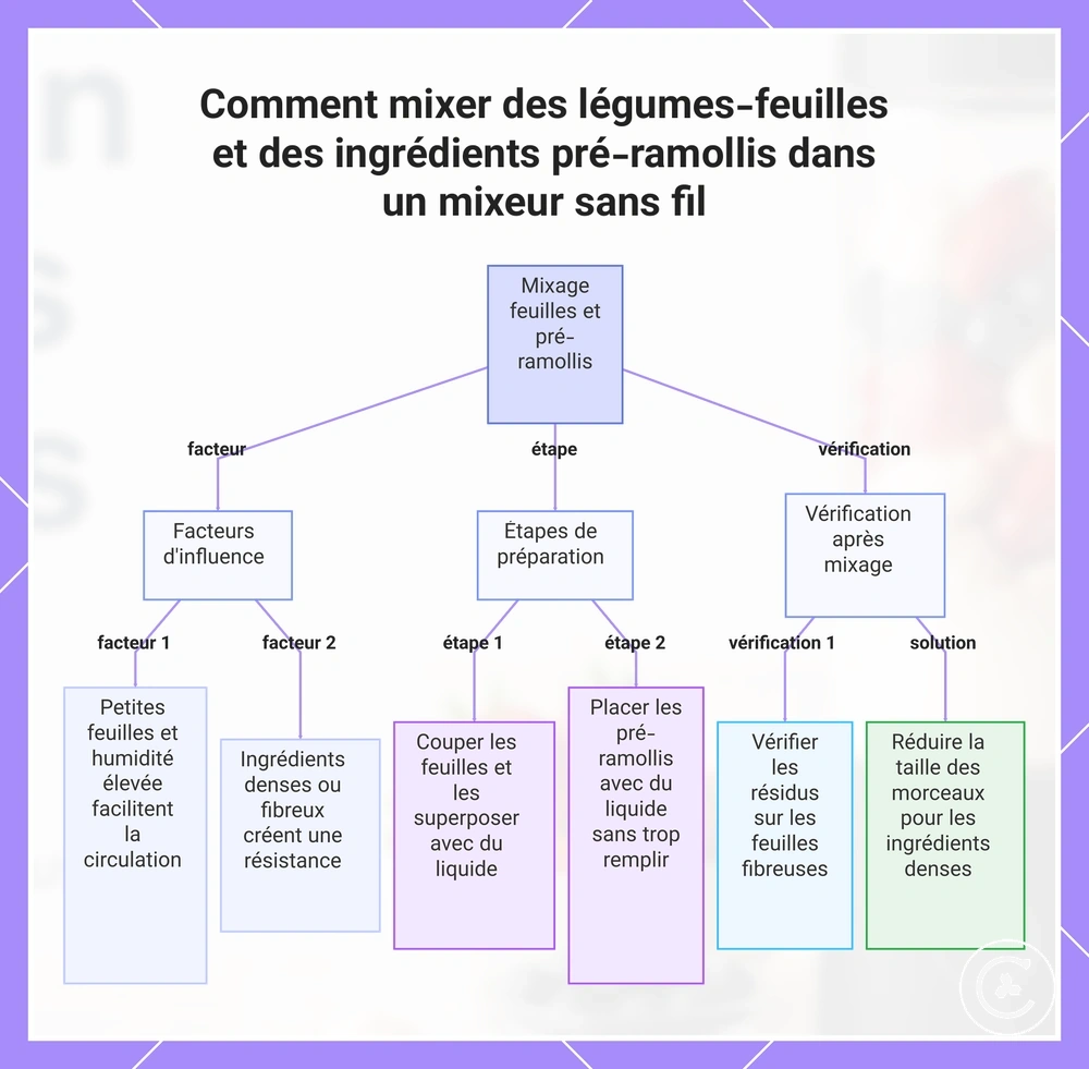 Comment mixer des légumes-feuilles et des ingrédients pré-ramollis dans un mixeur sans fil
