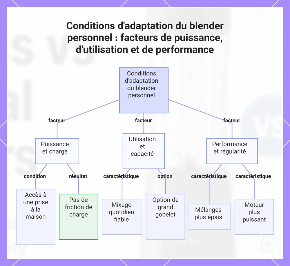 Conditions d'adaptation du blender personnel : facteurs de puissance, d'utilisation et de performance