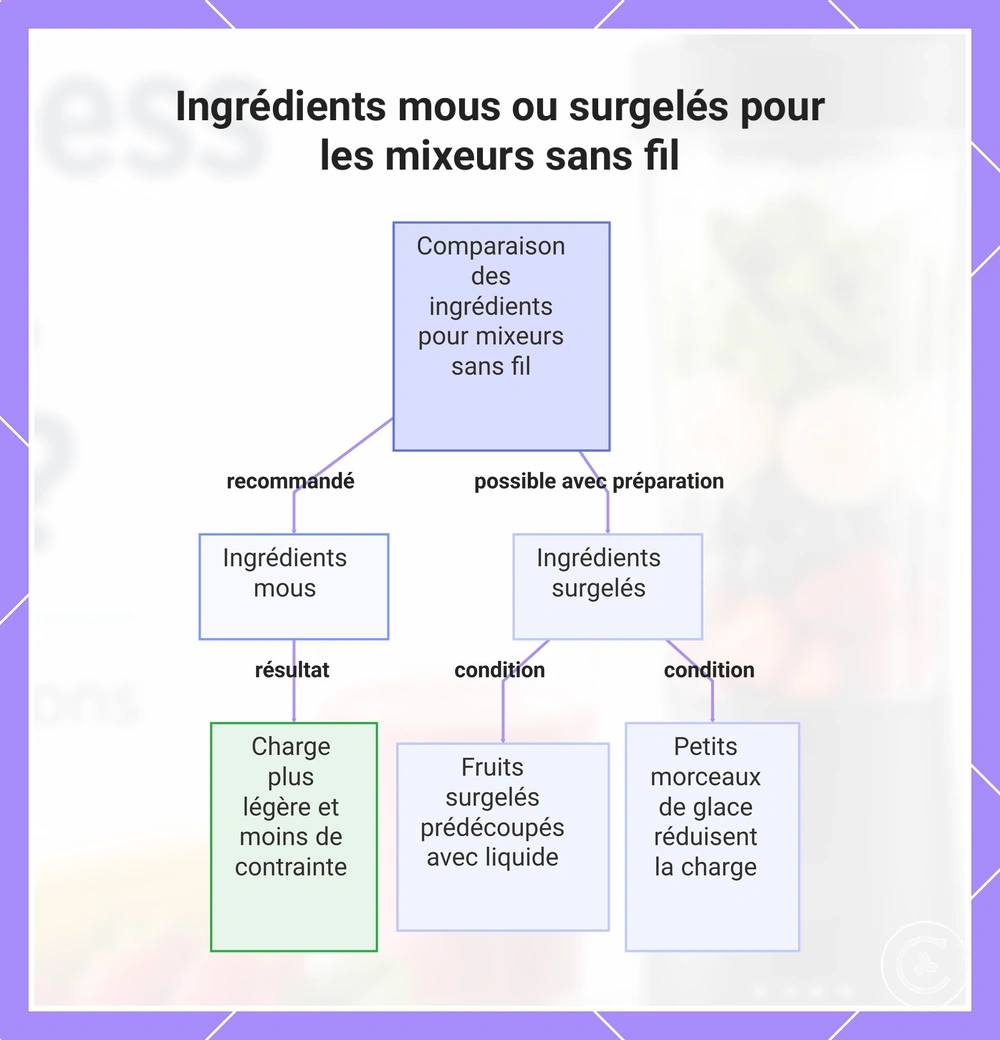 Ingrédients mous ou surgelés pour les mixeurs sans fil