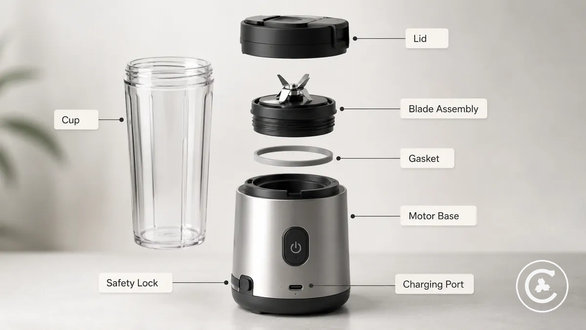 Pièces de blender sans fil regroupées et composants intégrés