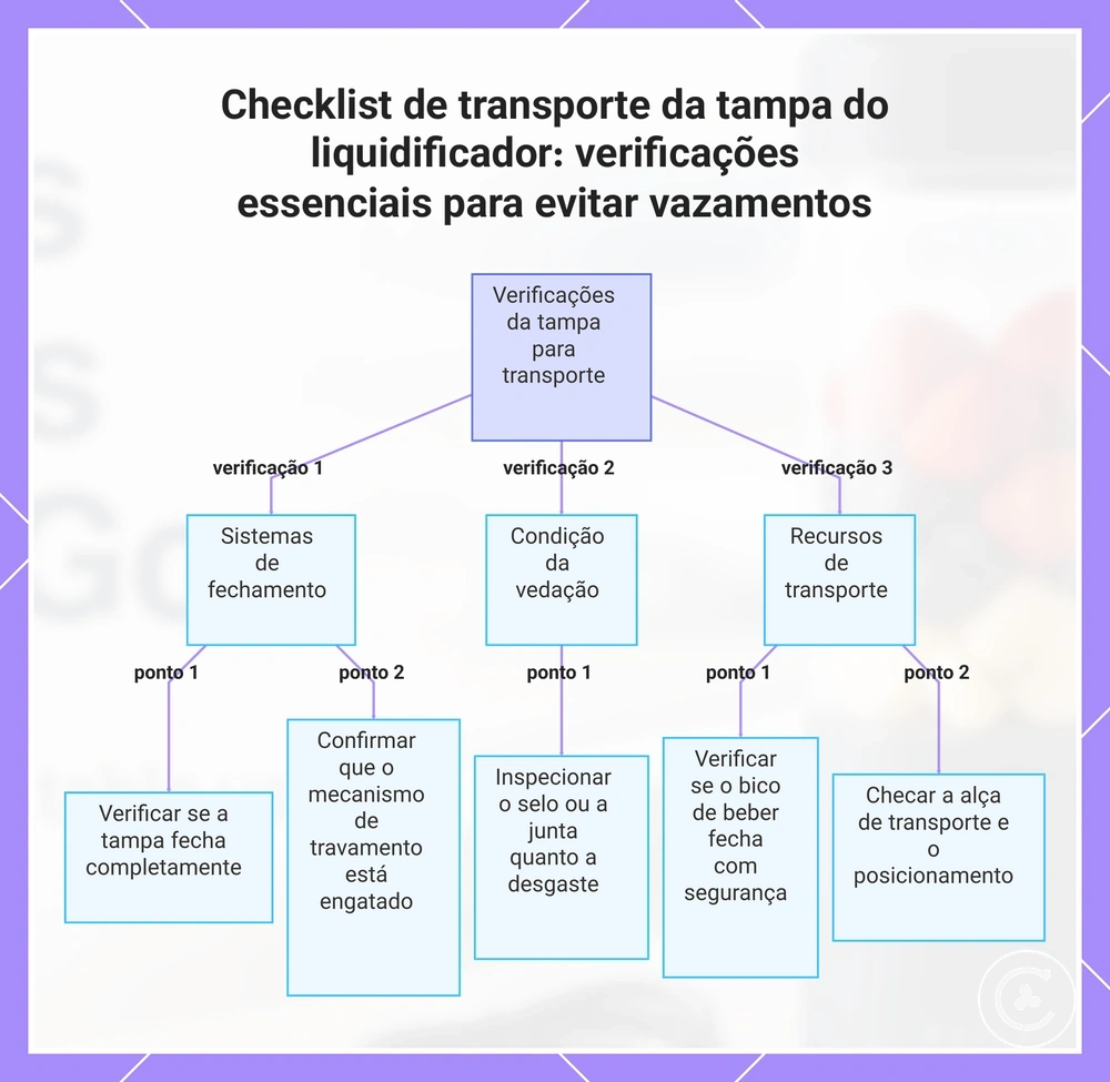 Checklist de transporte da tampa do liquidificador: verificações essenciais para evitar vazamentos