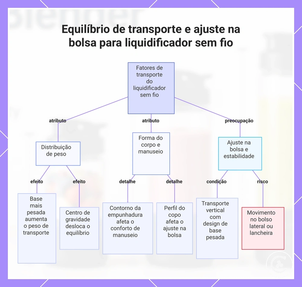Equilíbrio de transporte e ajuste na bolsa para liquidificador sem fio