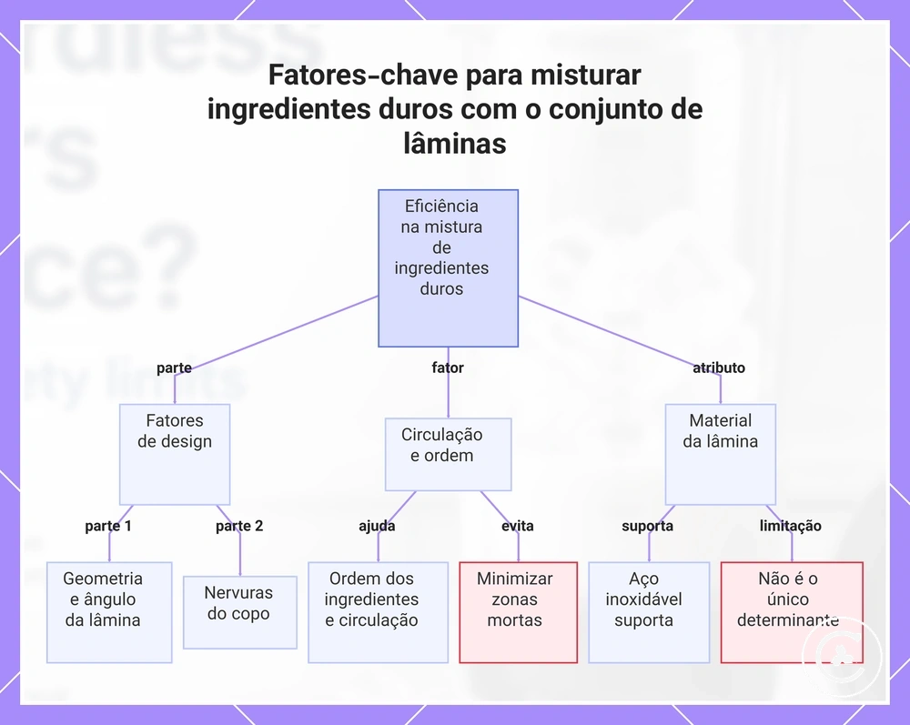 Fatores-chave para misturar ingredientes duros com o conjunto de lâminas