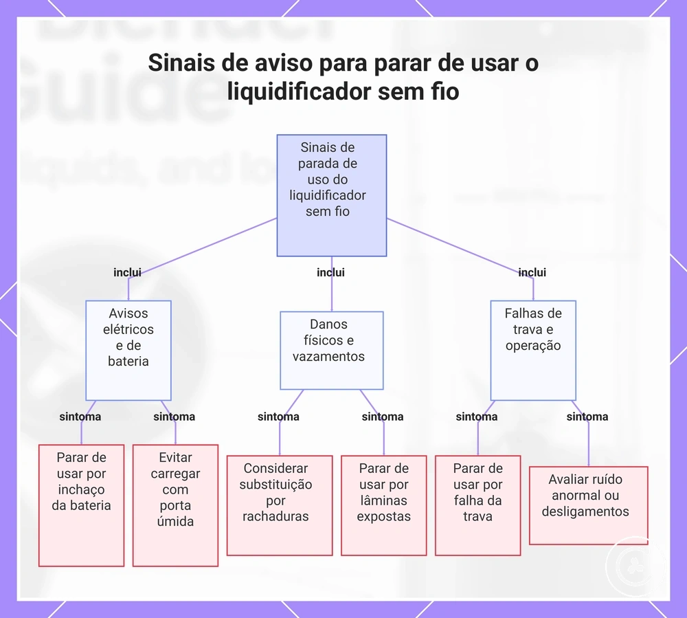 Sinais de aviso para parar de usar o liquidificador sem fio