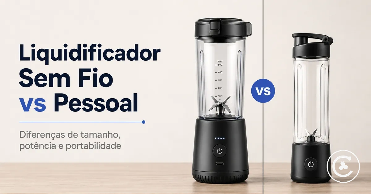 Liquidificador sem fio e liquidificador pessoal comparados por tamanho, potência e portabilidade