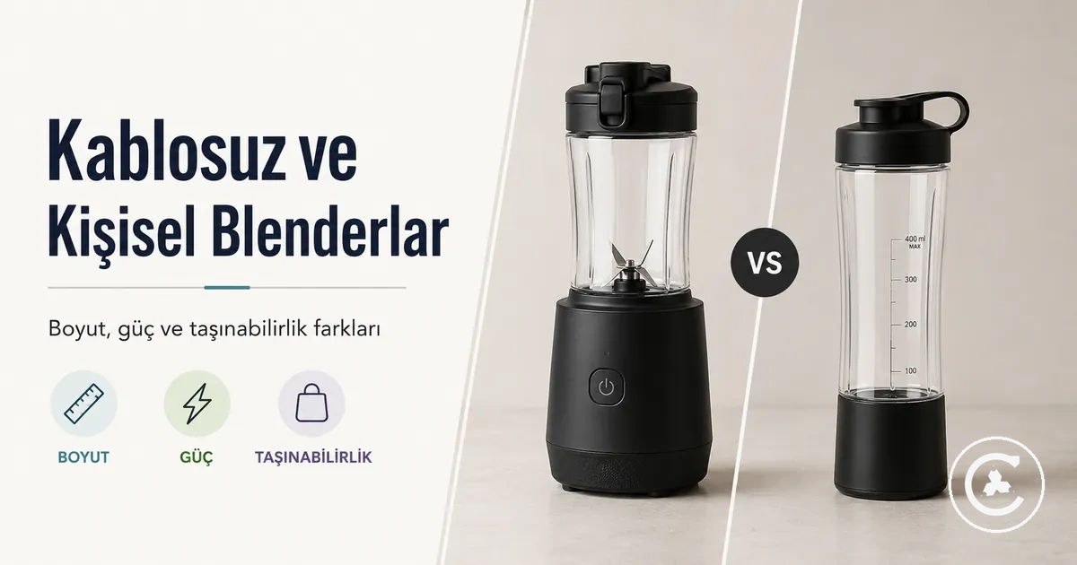 Boyut, güç ve taşınabilirlik açısından karşılaştırılan kablosuz blender ve kişisel blender