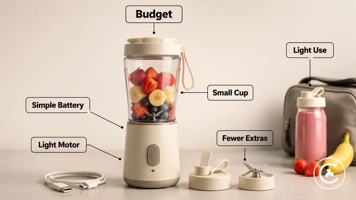 Ara sıra kullanım için basitleştirilmiş özelliklere sahip bütçe kablosuz blender
