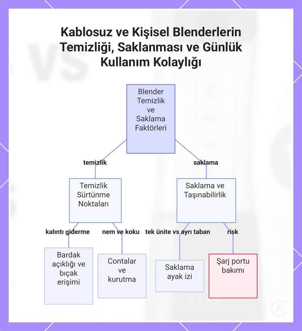 Kablosuz ve Kişisel Blenderlerin Temizliği, Saklanması ve Günlük Kullanım Kolaylığı